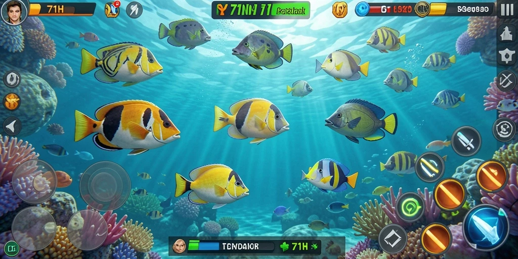 Tampilan seru dari gameplay Tembak Ikan 71H yang menarik.