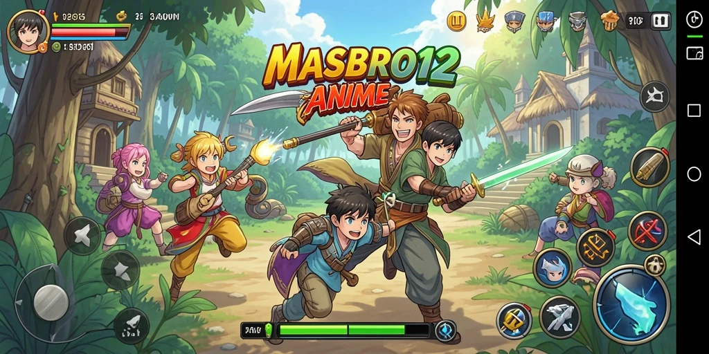 Tangkapan layar gameplay MASBRO12 dengan karakter anime yang menakjubkan.
