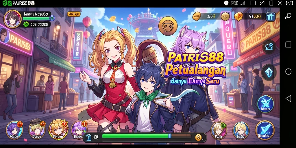 Tampilan gameplay PARIS88 dengan karakter anime yang menarik.