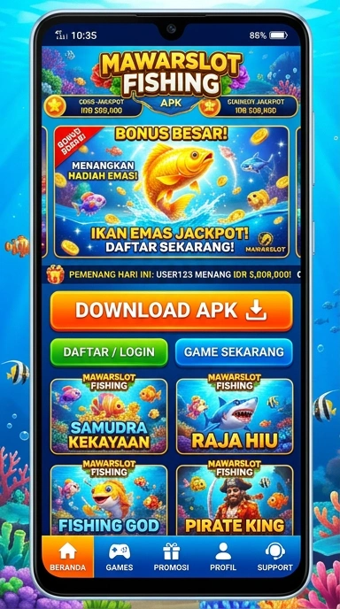 Tampilan antarmuka utama aplikasi mawarslot.
